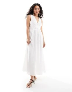 Forever New Bow Detail Midaxi Dress In Ivory For Women