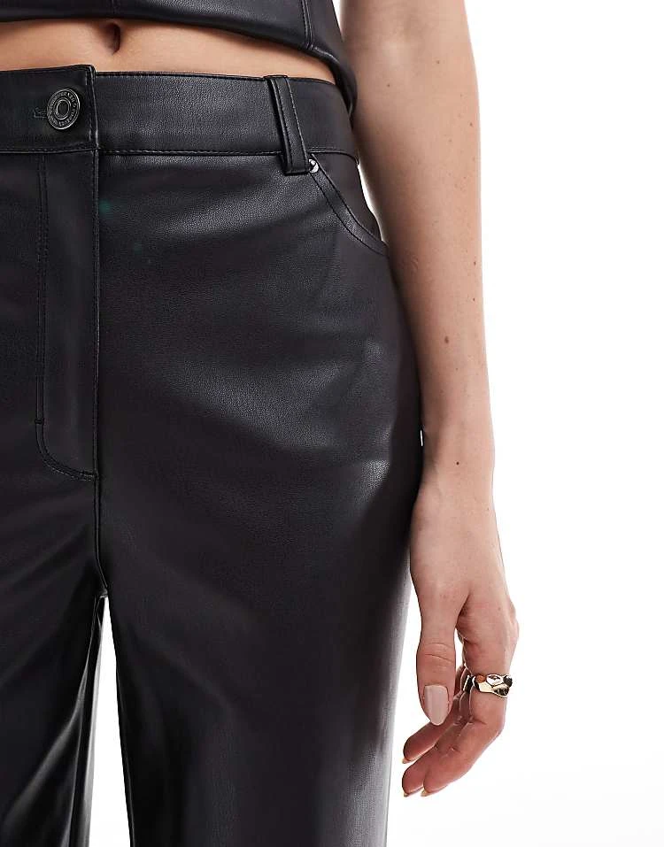 Forever New Straight Leg Leather Look Trouser Co-ord In Black For Women 4 Forever New Straight Leg Leather Look Trouser Co-ord In Black For Women - Image 3