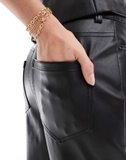 Forever New Straight Leg Leather Look Trouser Co-ord In Black For Women 11 Forever New Straight Leg Leather Look Trouser Co-ord In Black For Women -Layered Dress 206761521 5