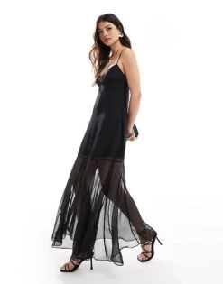 Forever New Stitch Detail Sheer Skirt Midi Dress In Black For Women -Layered Dress 206761549 1 black 1