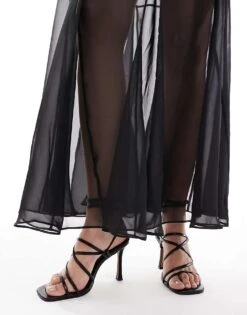 Forever New Stitch Detail Sheer Skirt Midi Dress In Black For Women -Layered Dress 206761549 3
