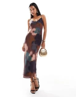Forever New Satin Slip Midaxi Dress In Blurred Brown Floral For Women 11 Forever New Satin Slip Midaxi Dress In Blurred Brown Floral For Women -Layered Dress 206761565 1 brownfloral 1