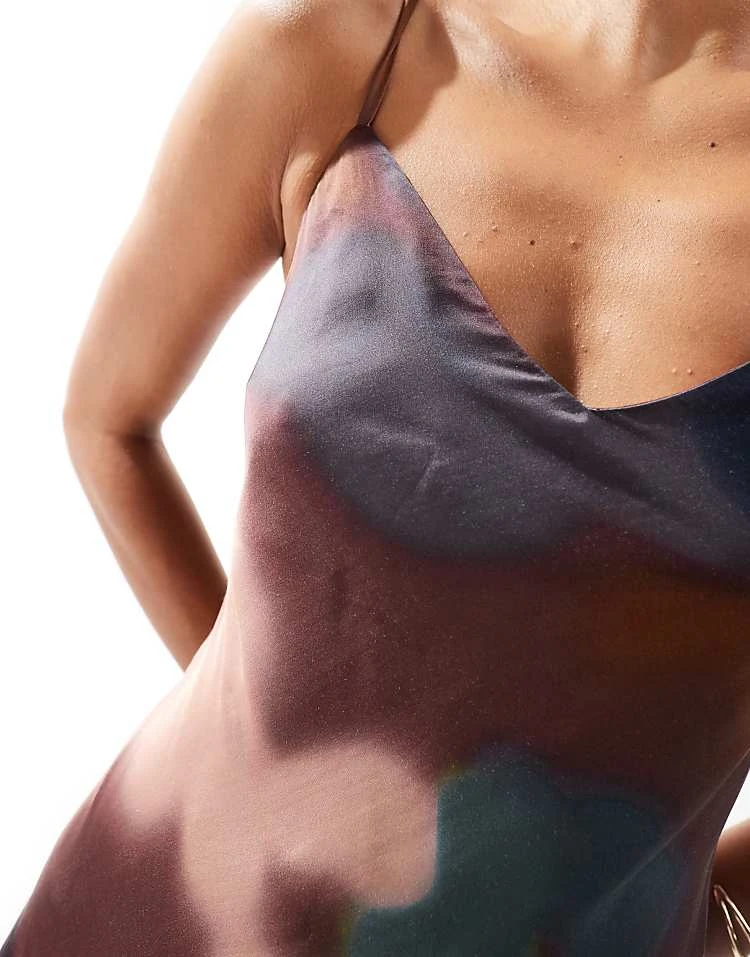 Forever New Satin Slip Midaxi Dress In Blurred Brown Floral For Women 6 Forever New Satin Slip Midaxi Dress In Blurred Brown Floral For Women - Image 4