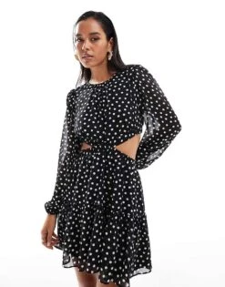 Forever New Cut-out Mini Dress In Black Polka Dot For Women