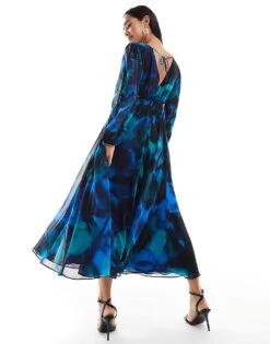 Forever New Cut-out Midaxi Dress In Cobalt Floral For Women -Layered Dress 206761580 2