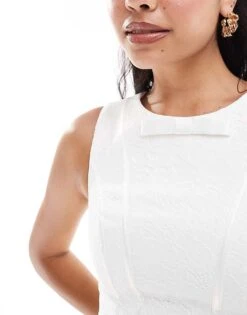 Forever New Contrast Structured Lace Bow Mini Dress In Monochrome For Women Black/ivory -Layered Dress 206761589 3