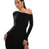 Forever New Fallen Shoulder Drape Mini Dress In Black For Women
