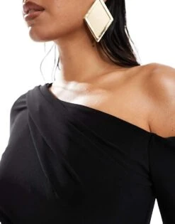 Forever New Fallen Shoulder Drape Mini Dress In Black For Women -Layered Dress 206761652 3