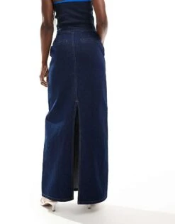 Forever New Contrast Stitch Denim Maxi Skirt In Dark Wash For Women -Layered Dress 206761667 5