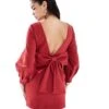 Forever New Long Sleeve Bow Back Mini Dress In Burgundy For Women Deep Red