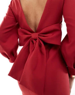 Forever New Long Sleeve Bow Back Mini Dress In Burgundy For Women Deep Red -Layered Dress 206761683 3