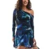 Forever New Petite Fallen Shoulder Drape Mini Dress In Cobalt Rose Floral For Women -Layered Dress 206770588 1 cobaltrosefloral