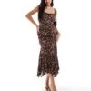 Forever New Chiffon Cowl Neck Midaxi Dress In Leopard Print For Women -Layered Dress 206840380 1 leopard