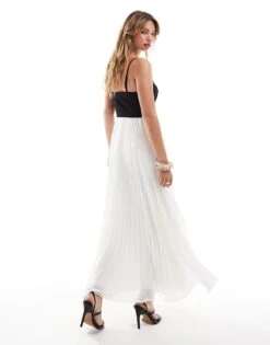 Forever New Contrast Pleated Midaxi Dress In Black And Cream For Women Black/cream -Layered Dress 206930250 3