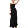 Forever New Velvet Ruffle Maxi Dress In Black For Women