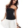 Forever New Ruched Colour Block Mini Dress In Black And Cream For Women Black/cream