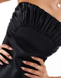 Forever New Ruched Colour Block Mini Dress In Black And Cream For Women Black/cream -Layered Dress 206930298 4