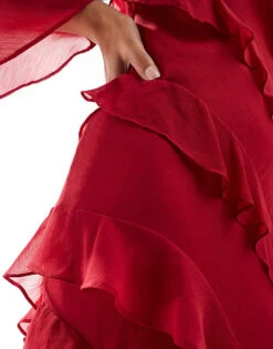 Forever New Long Sleeve Midaxi Dress In Red For Women -Layered Dress 206930315 3