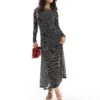 Forever New Textured Spliced Maxi Dress In Black Dot For Women Black Geo Spot -Layered Dress 206930394 1 blackgeospot