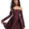 Forever New Satin Long Sleeve Mini Dress In Oxblood For Women 2 Forever New Satin Long Sleeve Mini Dress In Oxblood For Women -Layered Dress 206930418 1 oxblood