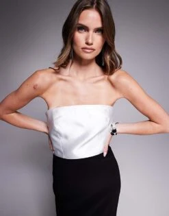 Forever New Contrast Drape Maxi Dress In Black And White For Women Black/white -Layered Dress 206930434 3