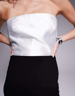 Forever New Contrast Drape Maxi Dress In Black And White For Women Black/white -Layered Dress 206930434 4