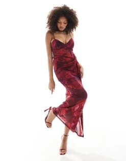 Forever New Sheer Corset Maxi Dress In Deep Red Floral For Women 11 Forever New Sheer Corset Maxi Dress In Deep Red Floral For Women -Layered Dress 206930450 1 deepredfloral 1