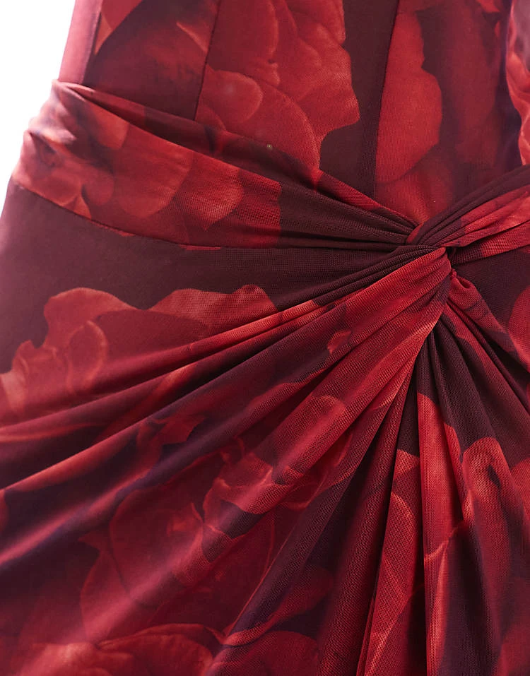 Forever New Sheer Corset Maxi Dress In Deep Red Floral For Women 5 Forever New Sheer Corset Maxi Dress In Deep Red Floral For Women - Image 3