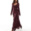 Forever New Petite Long Sleeve Midaxi Dress In Oxblood For Women -Layered Dress 206933033 1 oxblood
