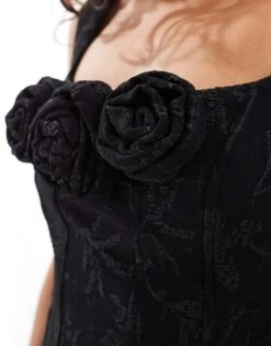 Forever New Petite Double Layer Jacquard Mini Dress In Black For Women -Layered Dress 206933035 3