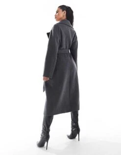 Forever New Oversized Wrap Coat In Charcoal Grey Marl For Women -Layered Dress 207022038 4
