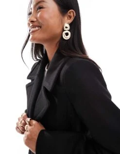 Forever New Petite Formal Wrap Coat In Black For Women -Layered Dress 207023185 3