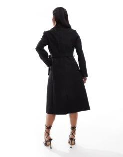 Forever New Petite Formal Wrap Coat In Black For Women -Layered Dress 207023185 4