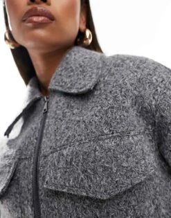 Forever New Zip Up Shacket In Charcoal For Women Charcoal Grey -Layered Dress 207051834 4