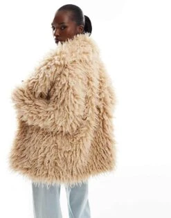 Forever New Faux Fur Coat In Beige For Women -Layered Dress 207051835 3