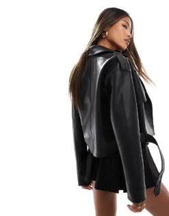 Forever New PU Belted Jacket In Black For Women -Layered Dress 207051850 3