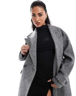 Forever New Formal Coat In Light Grey Herringbone For Women -Layered Dress 207051851 4