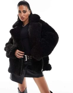 Forever New Faux Fur Casual Coat In Black For Women -Layered Dress 207051882 1 black 1