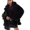 Forever New Faux Fur Casual Coat In Black For Women