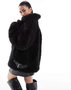 Forever New Faux Fur Casual Coat In Black For Women -Layered Dress 207051882 3