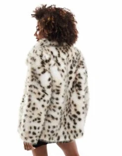 Forever New Faux Fur Coat In Animal For Women -Layered Dress 207051946 4
