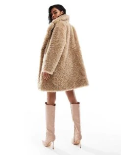 Forever New Button Up Faux Fur Coat In Light Brown For Women -Layered Dress 207051994 4