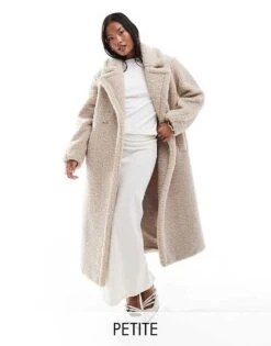 Forever New Petite Teddy Maxi Coat In Beige For Women
