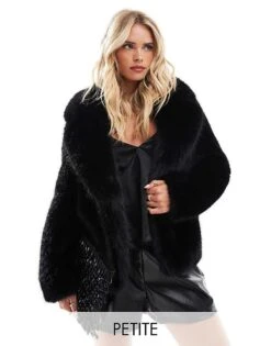 Forever New Petite Faux Fur Coat In Black For Women -Layered Dress 207052813 1 black 1