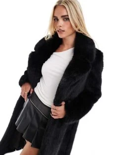 Forever New Petite Faux Fur Maxi Coat In Black For Women -Layered Dress 207052850 4