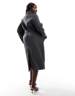 Forever New Curve Oversized Wrap Coat In Charcoal For Women -Layered Dress 207055275 3