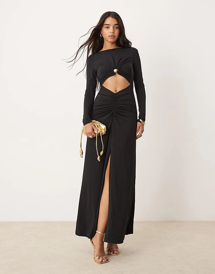 Forever New Long Sleeve Cut-out Maxi Dress In Black For Women 7 Forever New Long Sleeve Cut-out Maxi Dress In Black For Women - Image 5