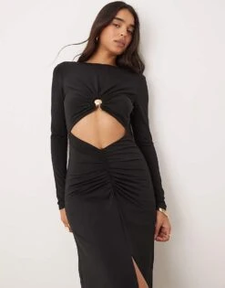 Forever New Long Sleeve Cut-out Maxi Dress In Black For Women 10 Forever New Long Sleeve Cut-out Maxi Dress In Black For Women -Layered Dress 207240992 4