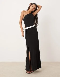 Forever New Contrast Bow Cut-out Maxi Dress In Black For Women Black/ivory -Layered Dress 207241001 1 blackivory 1