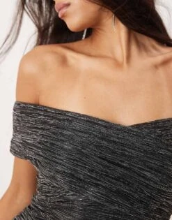 Forever New Ruched Metallic Plisse Midaxi Dress In Charcoal For Women -Layered Dress 207241009 3